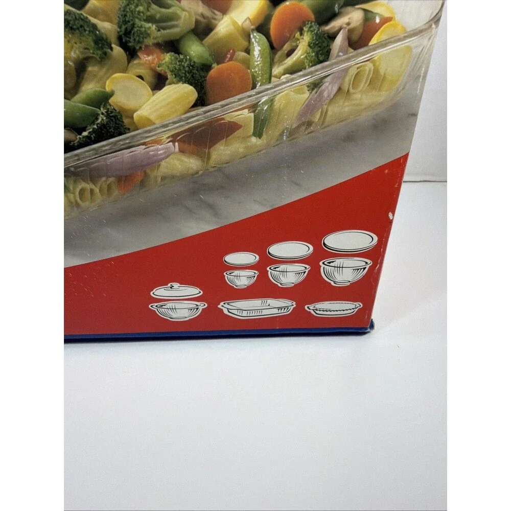 Pyrex Bakeware 10Pc Vintage Sculptured Set - 9x13, Pie, 2qt & Lid, Bowls & Lids